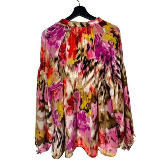 Sunny Leigh Pink Watercolor Flowy Blouse XL - Picture 2 of 5